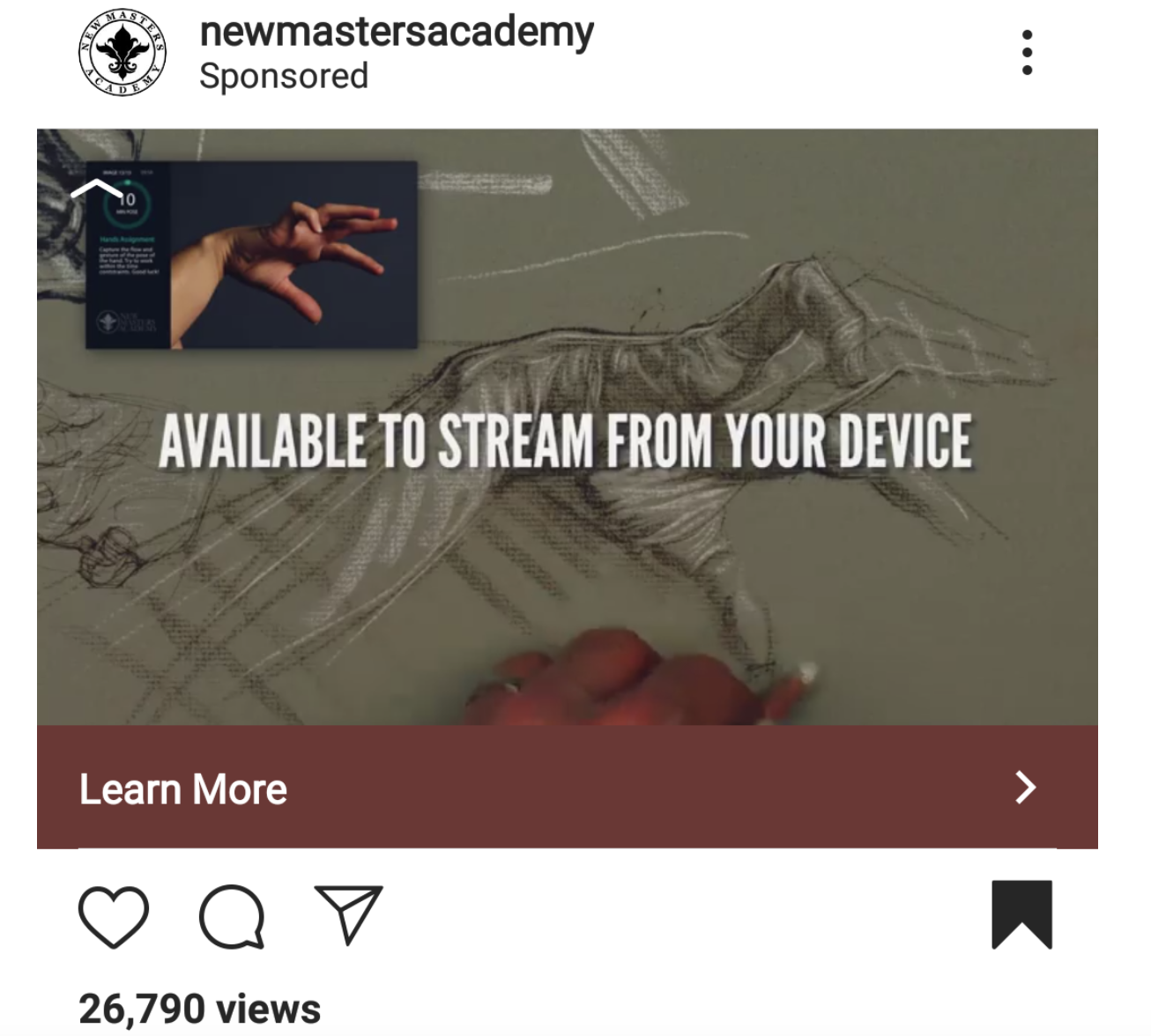 new masters academy instagram ad
