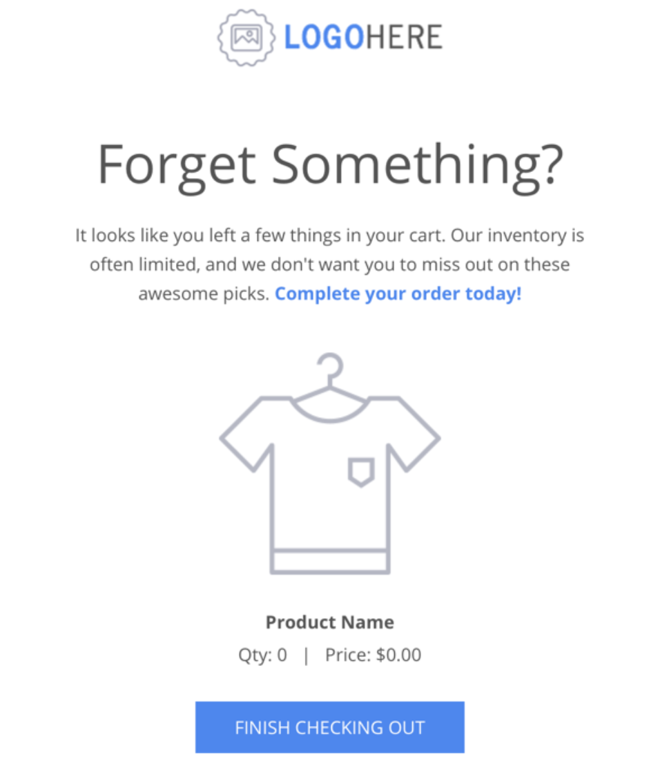 logohere cart abandonment email