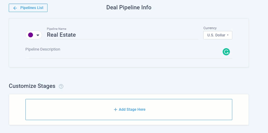Deal Pipeline Info