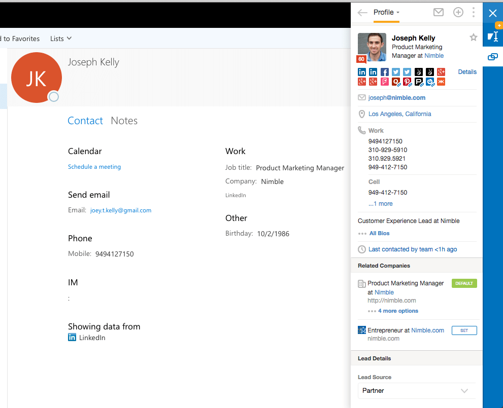 Nimble Smart Contacts App - Office 365 Contacts